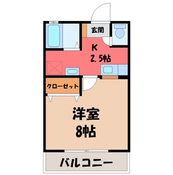 雀宮駅 徒歩9分 1階の物件間取画像